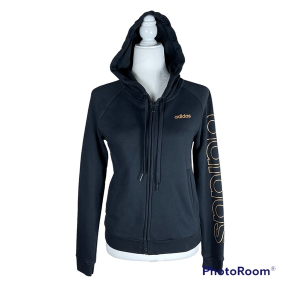 Adidas Womens Zippered Printed Jacket Black Size X Small